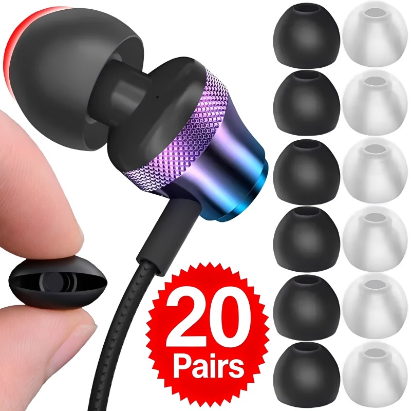Headphone Parts - 1-20쌍 부드러운 실리콘 교체용 이어팁 이어버드