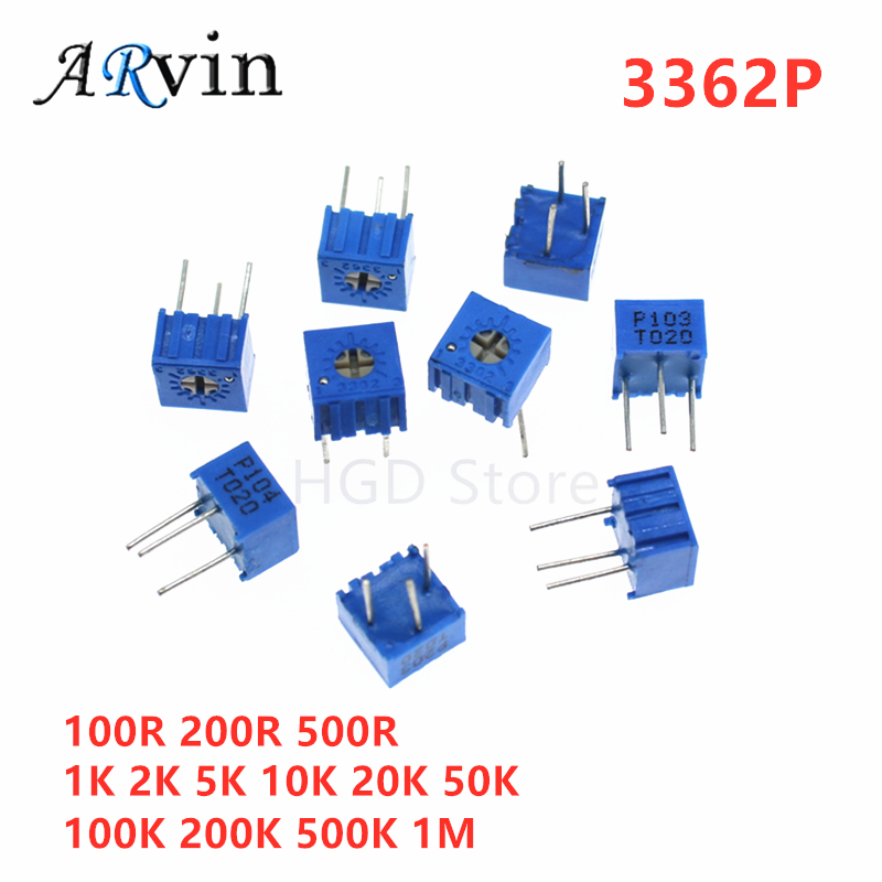 Potentiometer 10K - 10pcs 3362P 시리즈 저항 101 201
