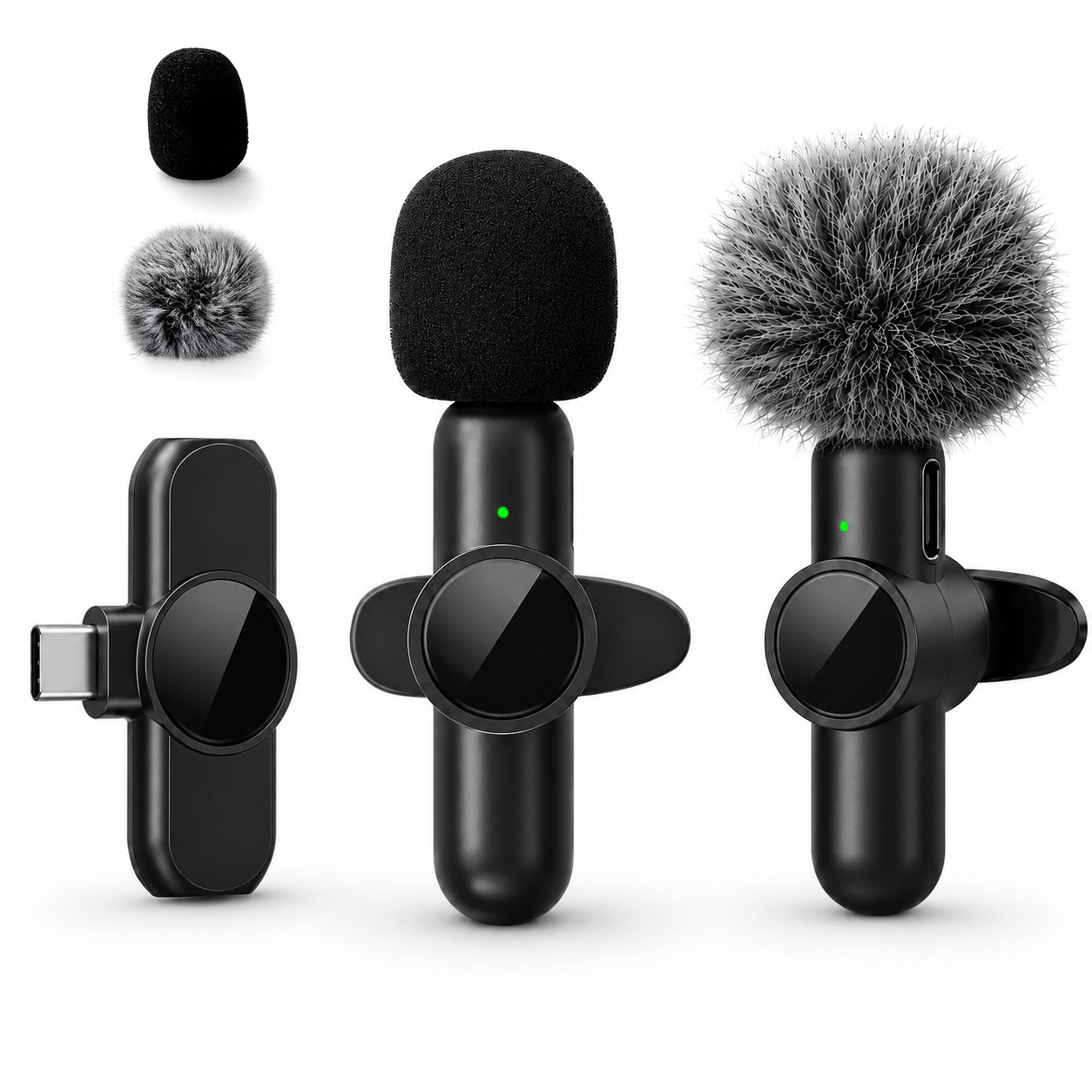 Condenser Microphone Kit - 무선 라펠 마이크, 노이즈 캔슬링 기능,