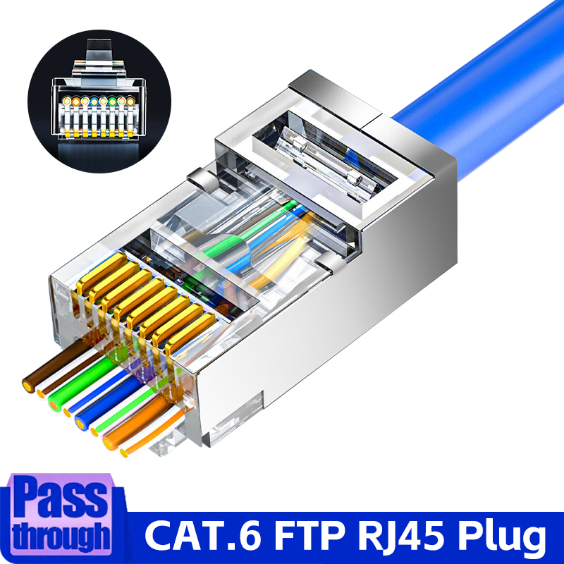 Rj45 Jack - Cat6 패스스루 RJ45 차폐 커넥터 크리스탈