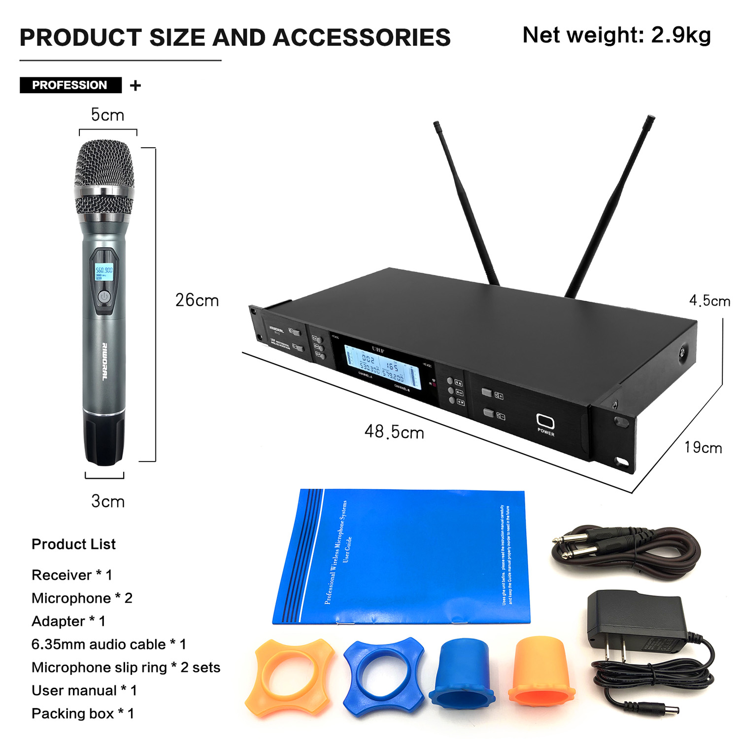 Condenser Microphone Kit - 2026 RV-2 전문가용 FM 무선 카라오케