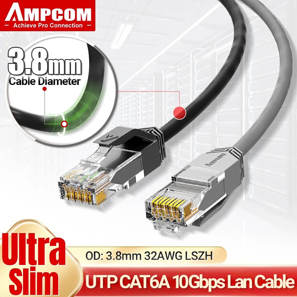 AMPCOM 울트라 슬림 Cat6a 네트워크 케이블,  - Rj45 Jack 리뷰 및 가격