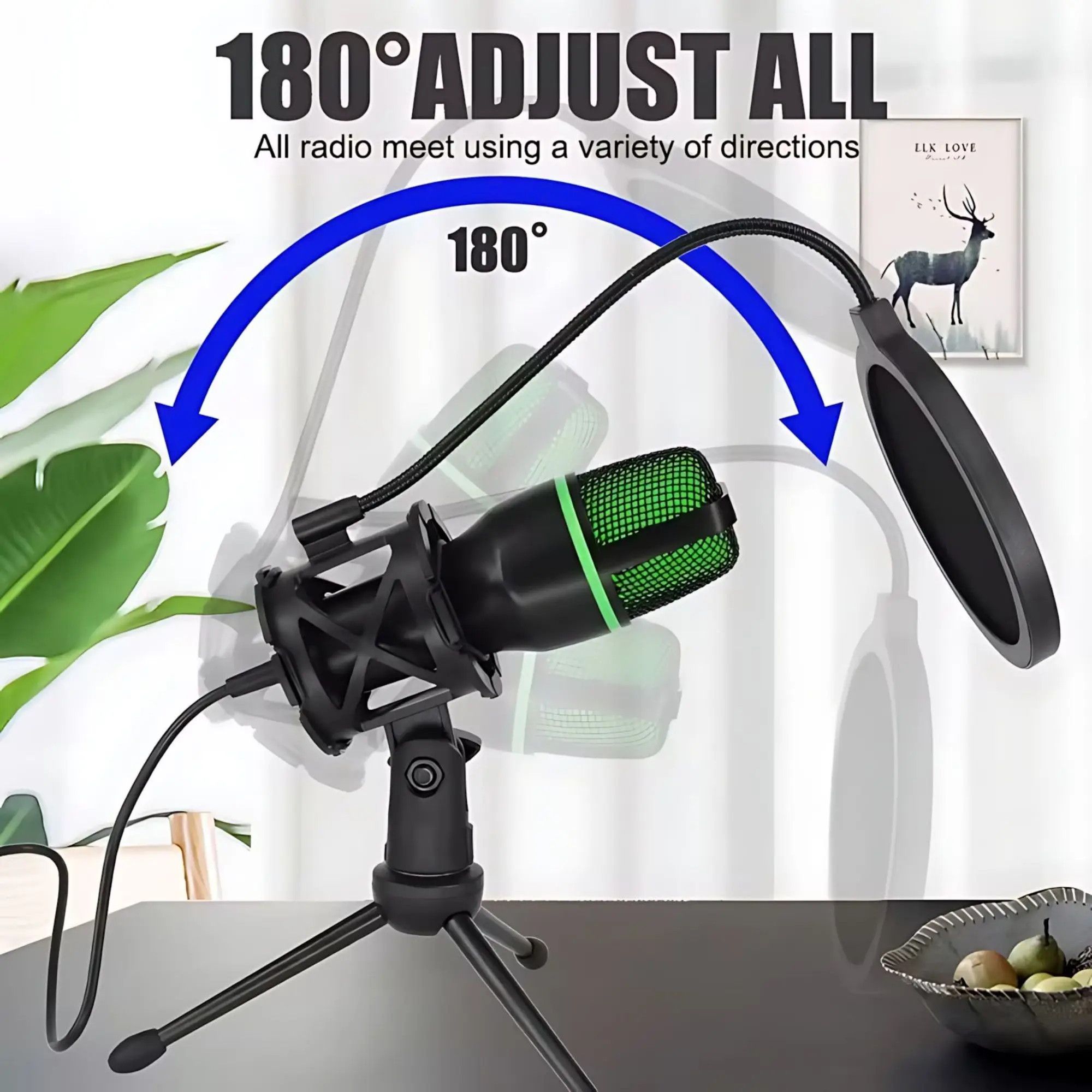 전문가용 USB 콘덴서 마이크 키트, RGB 조명 삼각 - Condenser Microphone Kit 리뷰 및 가격
